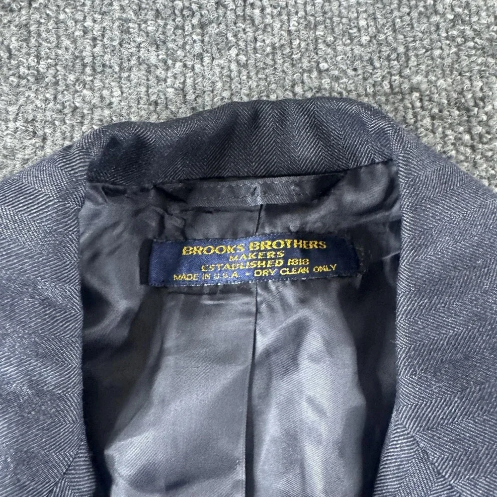 Brooks Brothers Blazer Mens 44 Blue Wool Herringbone Sport Coat Jacket USA